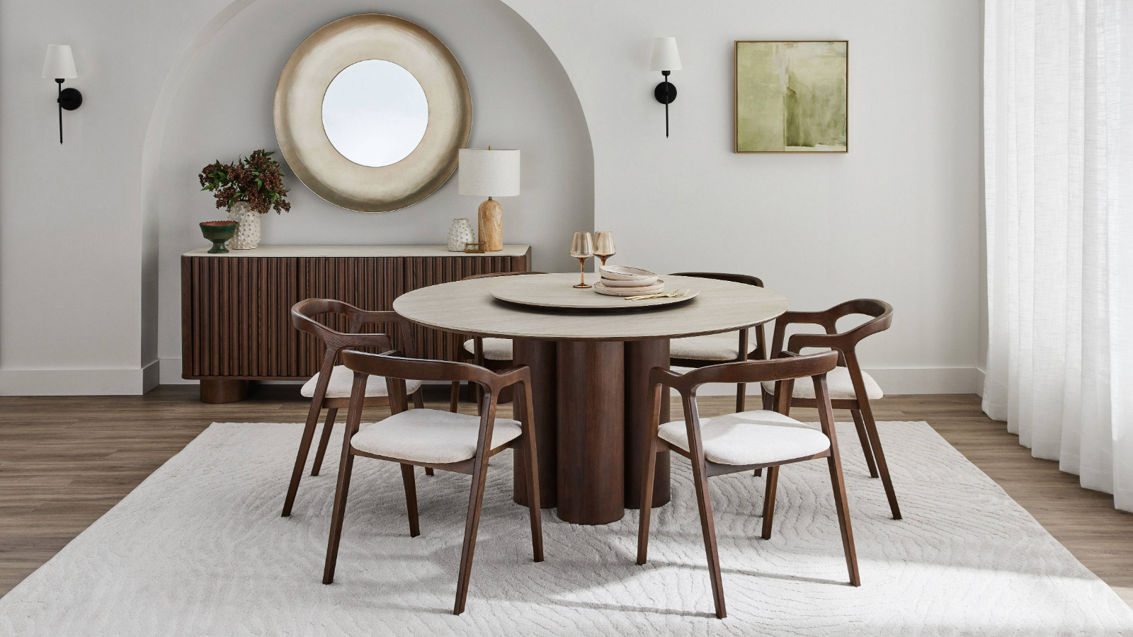Ollie Round Dining Table with Lazy Susan