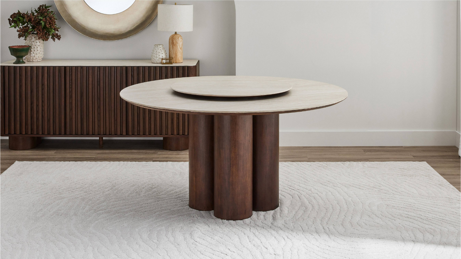 Ollie Round Dining Table with Lazy Susan