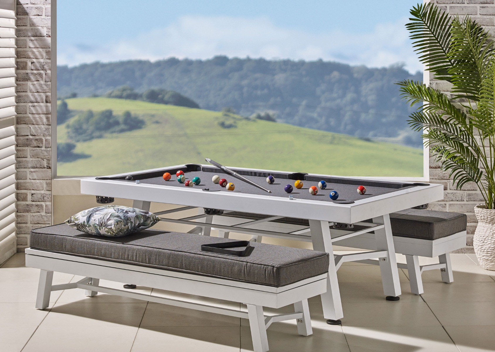 Bella Q White Outdoor Rectangular Pool and Dining Table