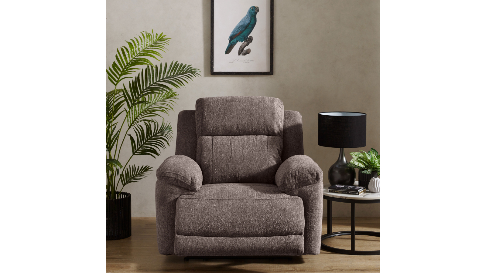 Eathon Fabric Powered Recliner Armchair - Charcoal