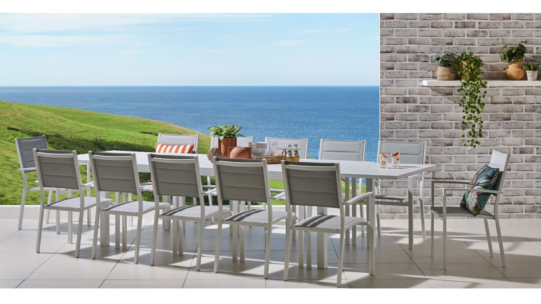 Bonnie 13-Piece Outdoor White Extension Dining Setting