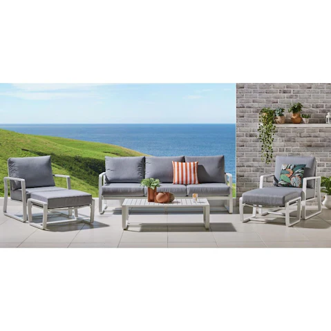 Bonnie 6-Piece Outdoor White Lounge Setting