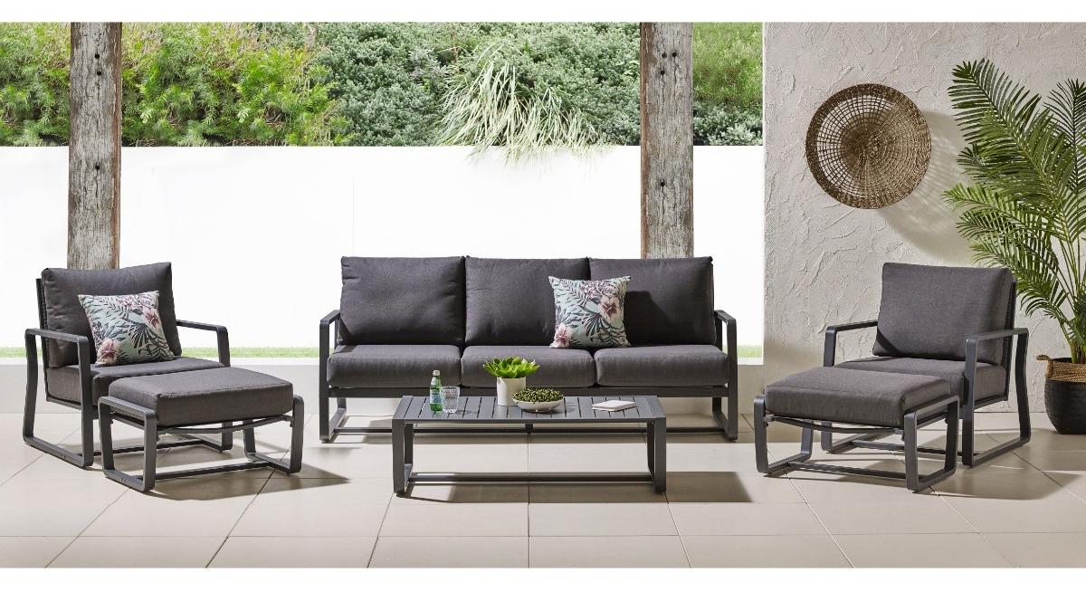 Bonnie 6-Piece Outdoor Gunmetal Lounge Setting