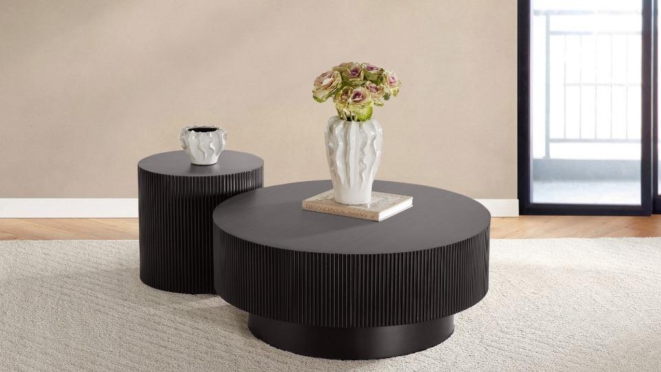 Astra MK2 Coffee and Lamp Table 2-Piece Set - Black