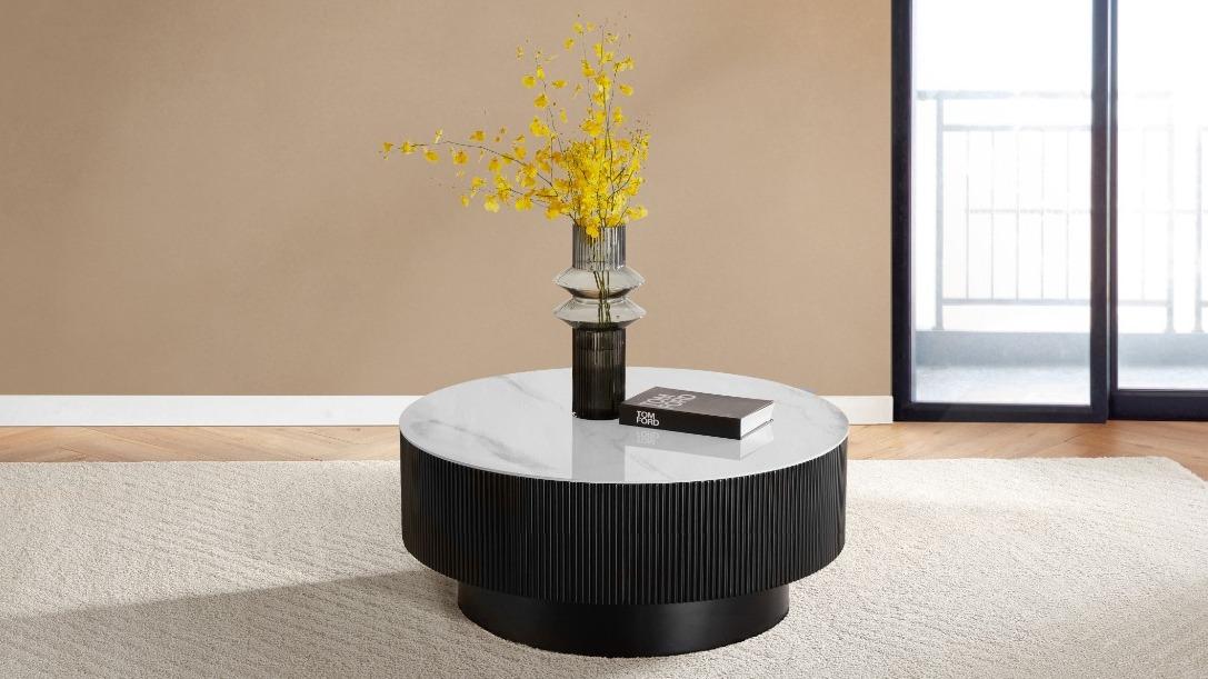 Astra MK2 Coffee Table with Sintered Stone Top - Black