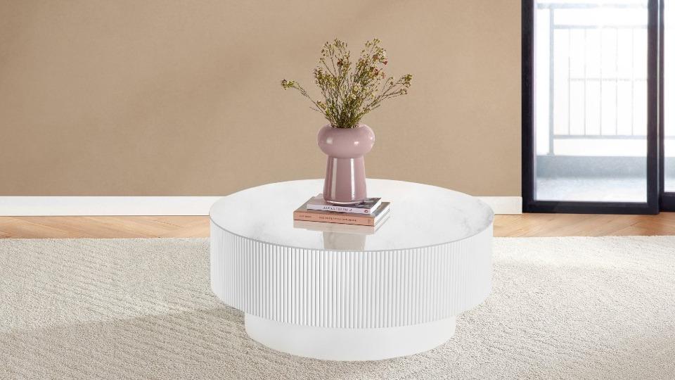 Astra MK2 Coffee Table with Sintered Stone Top - White