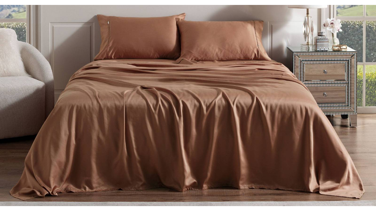 L'Avenue Tencel Cinnamon Sheet Set - Split King