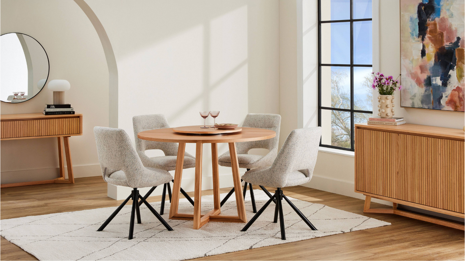 Amy 5-Piece Round Dining Table Set with Lazy Susan
