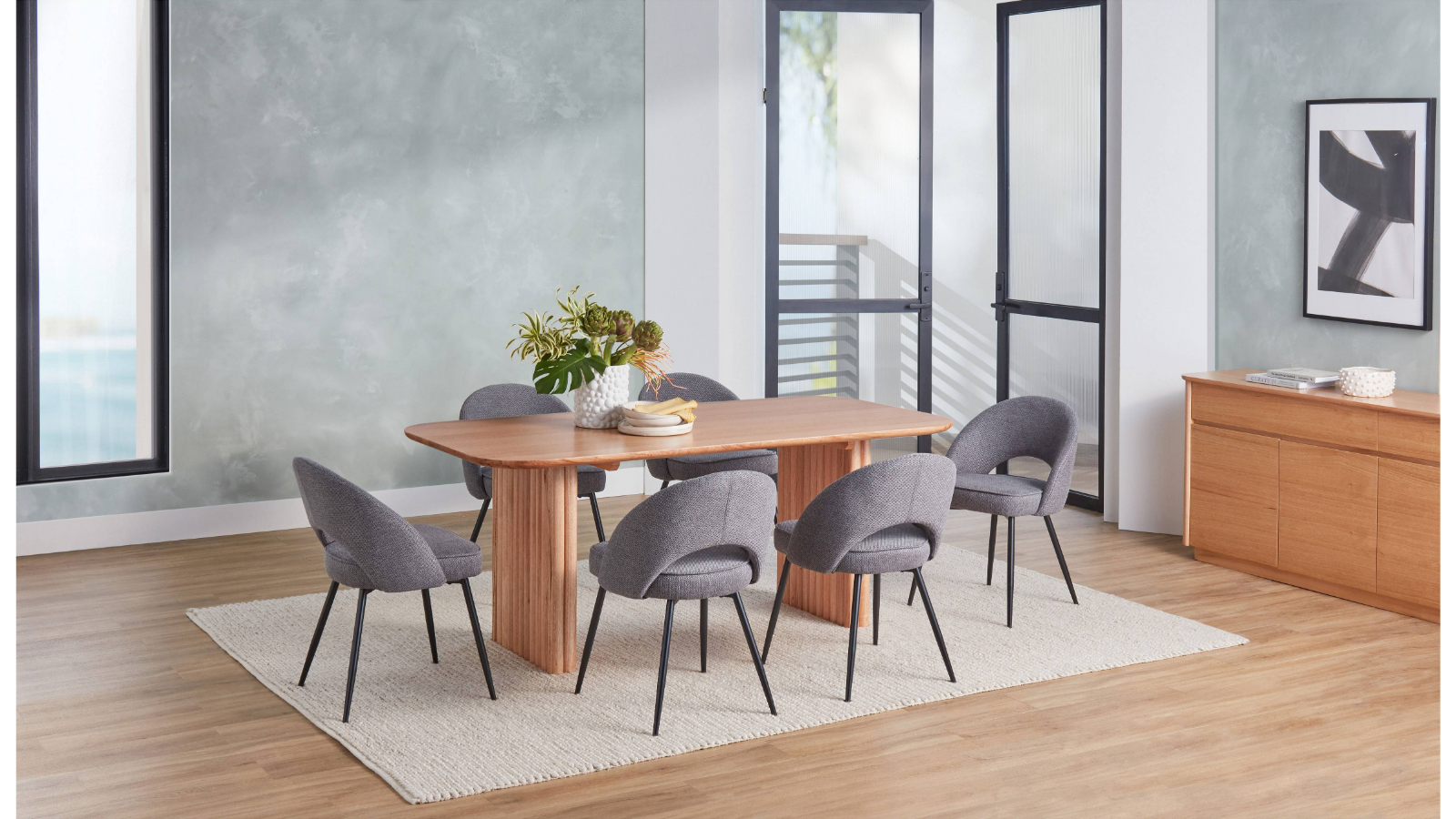 Augusta 7-Piece Dining Table Set - Charcoal