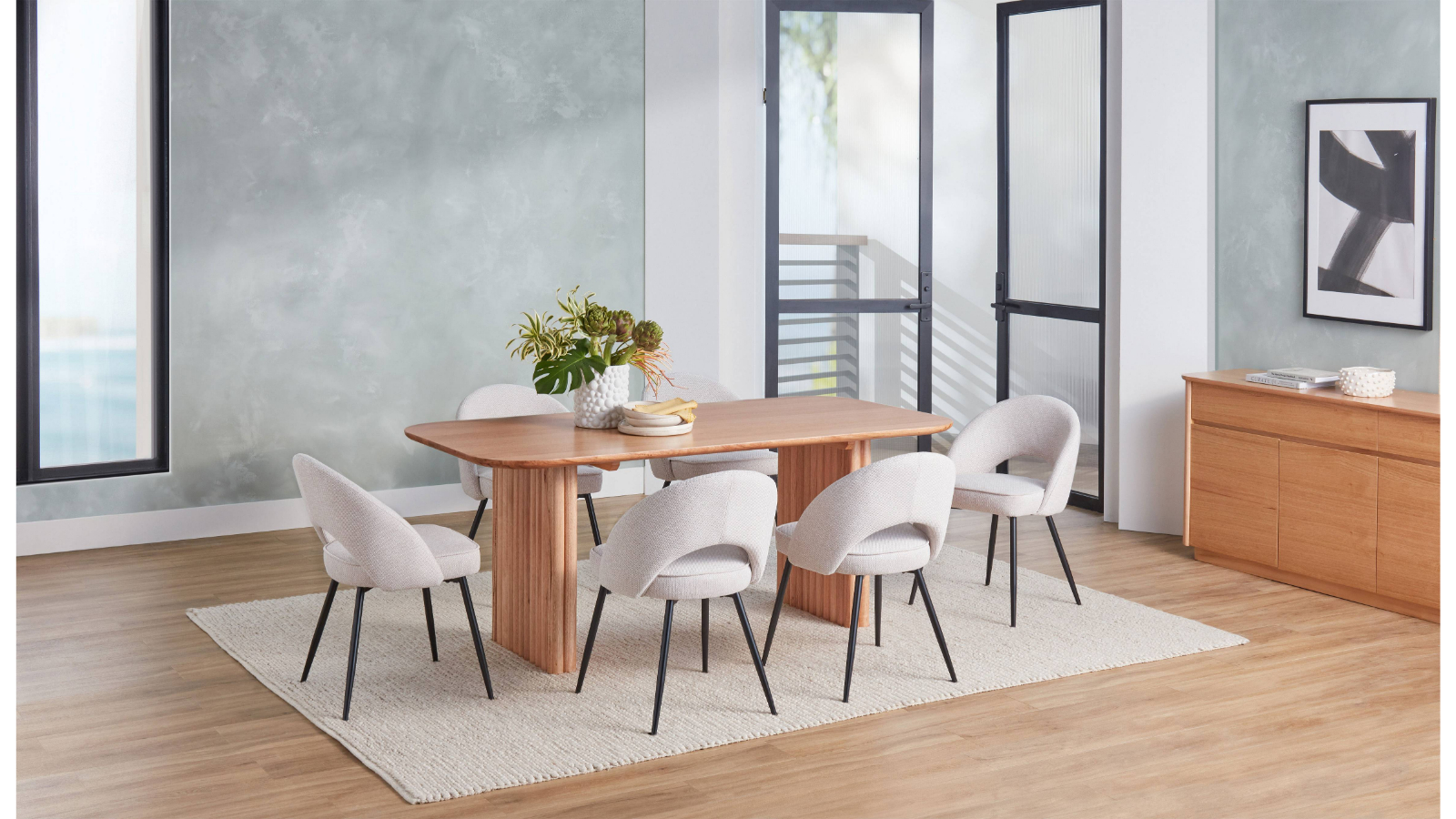 Augusta 7-Piece Dining Table Set - Latte