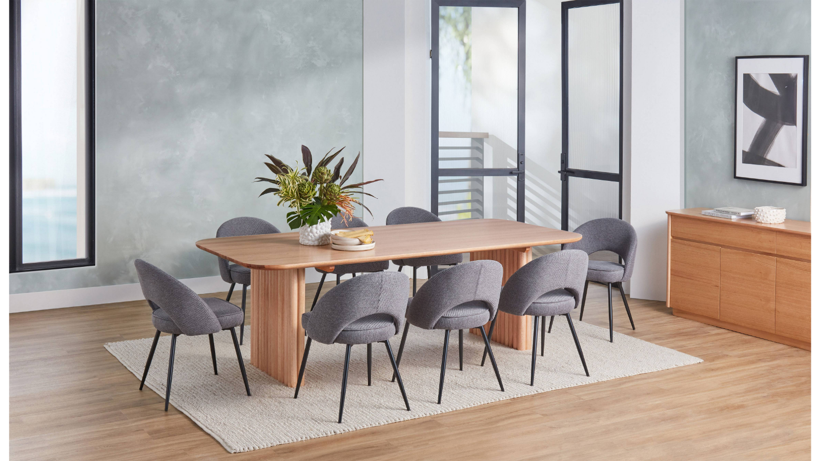 Augusta 9-Piece Dining Table Set - Charcoal