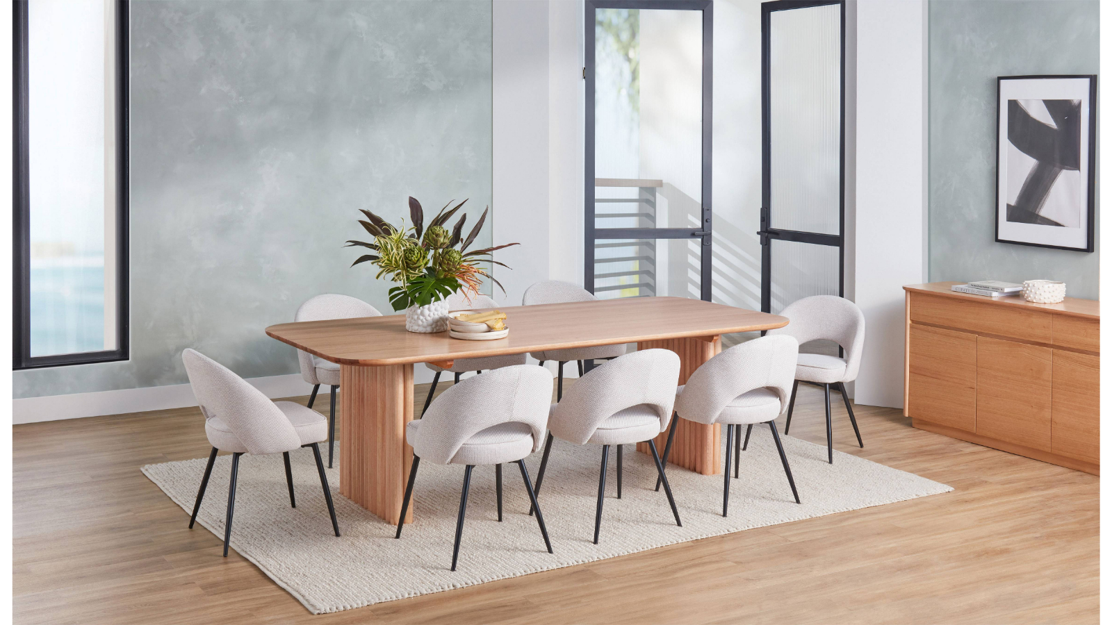 Augusta 9-Piece Dining Table Set - Latte