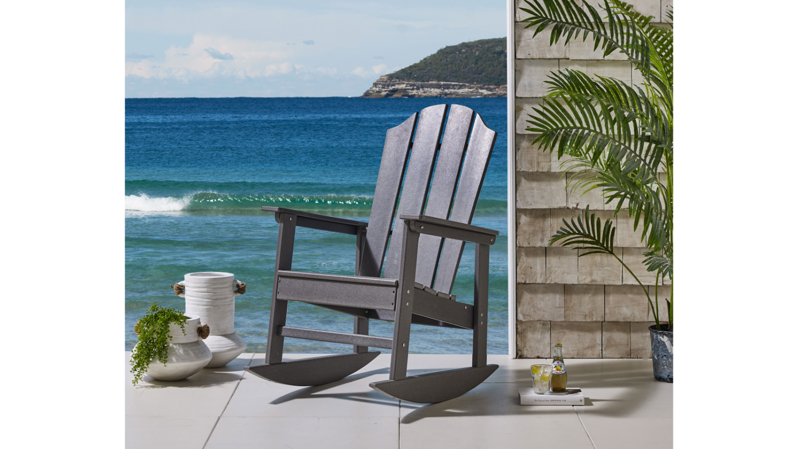 Norman Outdoor Adirondack Rocker Armchair - Charcoal