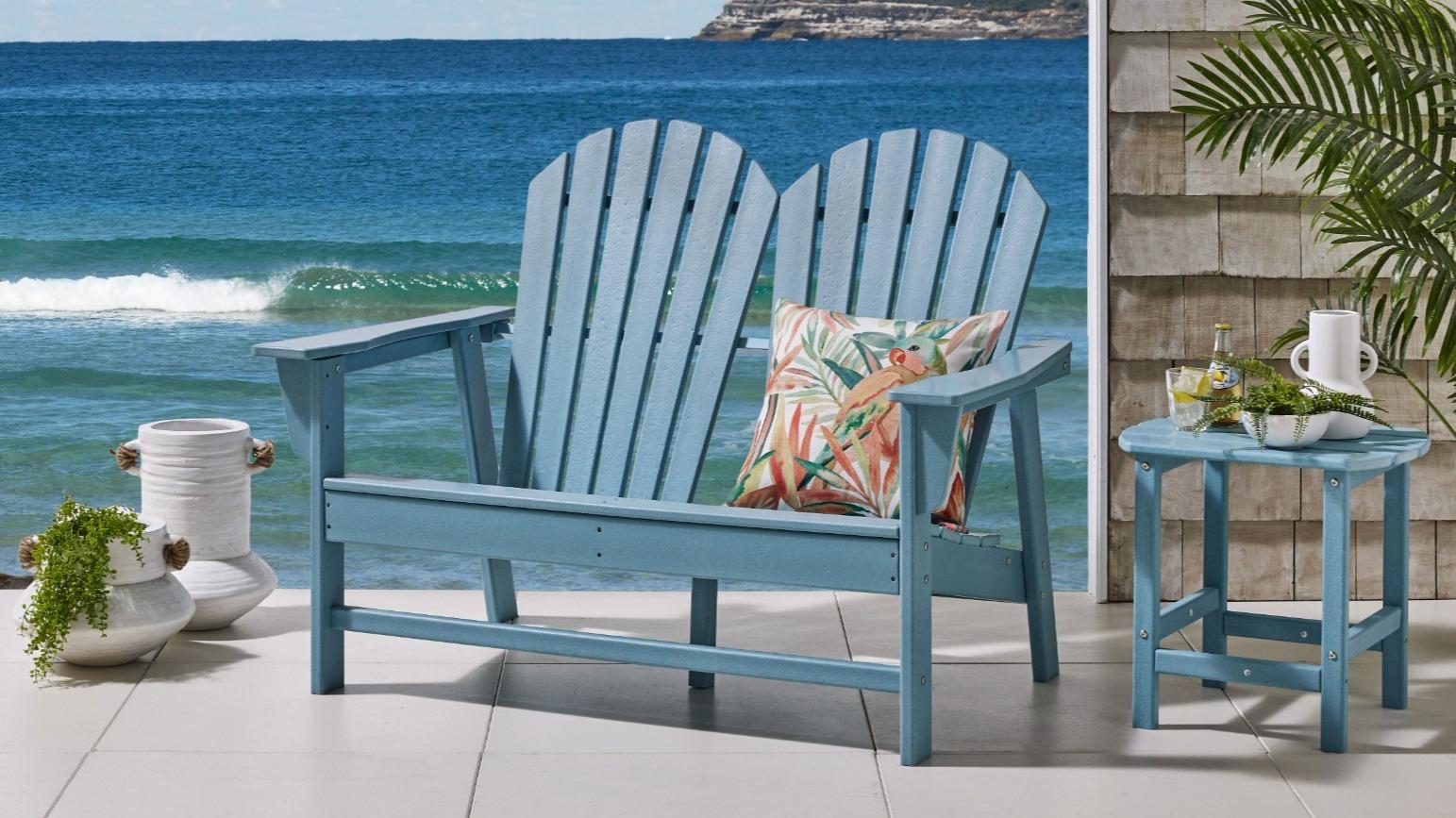 Norman 2-Seater Adirondack Outdoor Armchair - Aqua