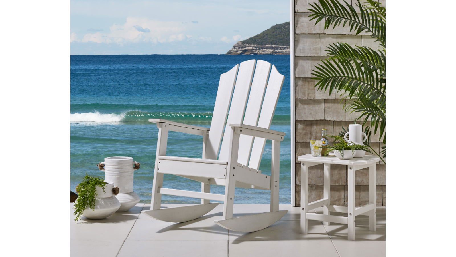 Norman Outdoor Adirondack Rocker Armchair - White