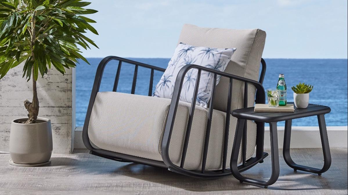 Pelican Outdoor Rocker Armchair with Side Table - Charcoal