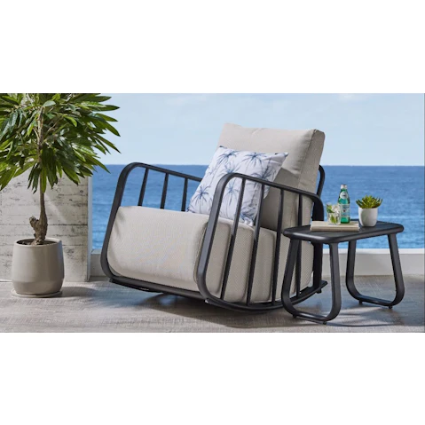 Pelican Outdoor Rocker Armchair with Side Table - Charcoal