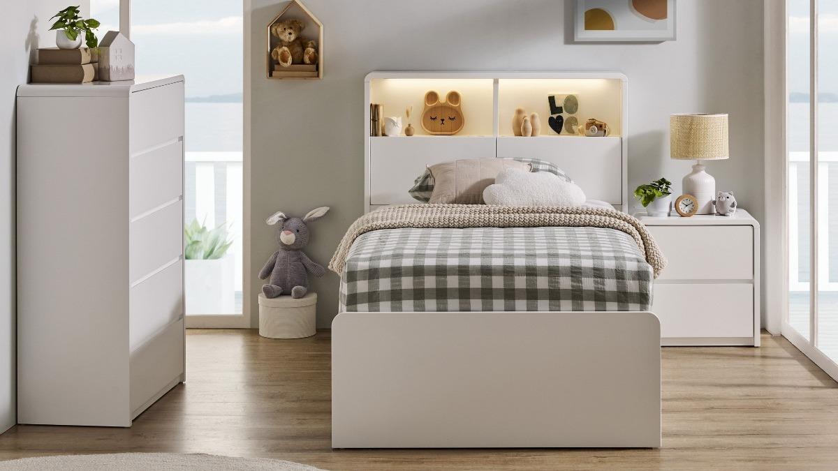 Avalon King Single Bed - Ivory White