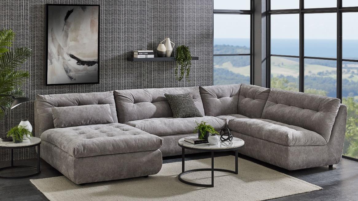 Stratus 4-Piece Modular Sofa with Chaise - Smoke | Harvey Norman