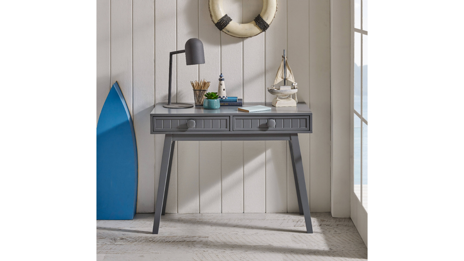 Neves 2-Drawer Desk - Grey