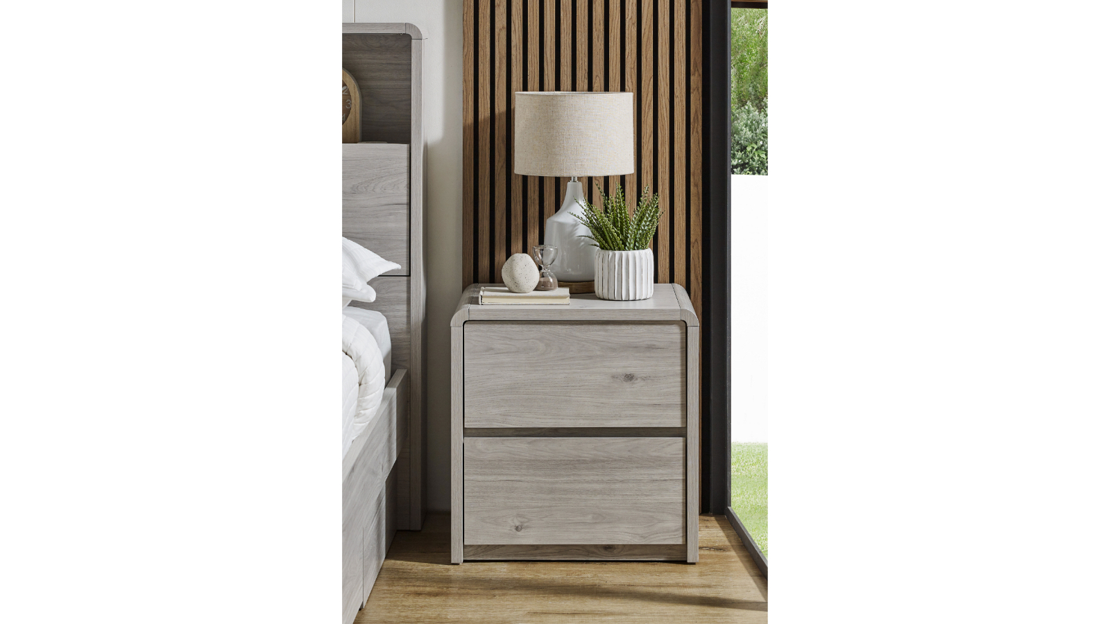 Avalon 2-Drawer Light Grey Bedside Table