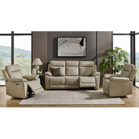 Lilly 3-Piece Leather Lounge Suite - Lunar