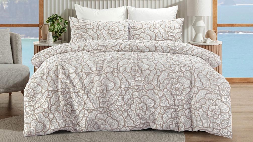 L'Avenue Linora Truffle Quilt Cover Set - Double