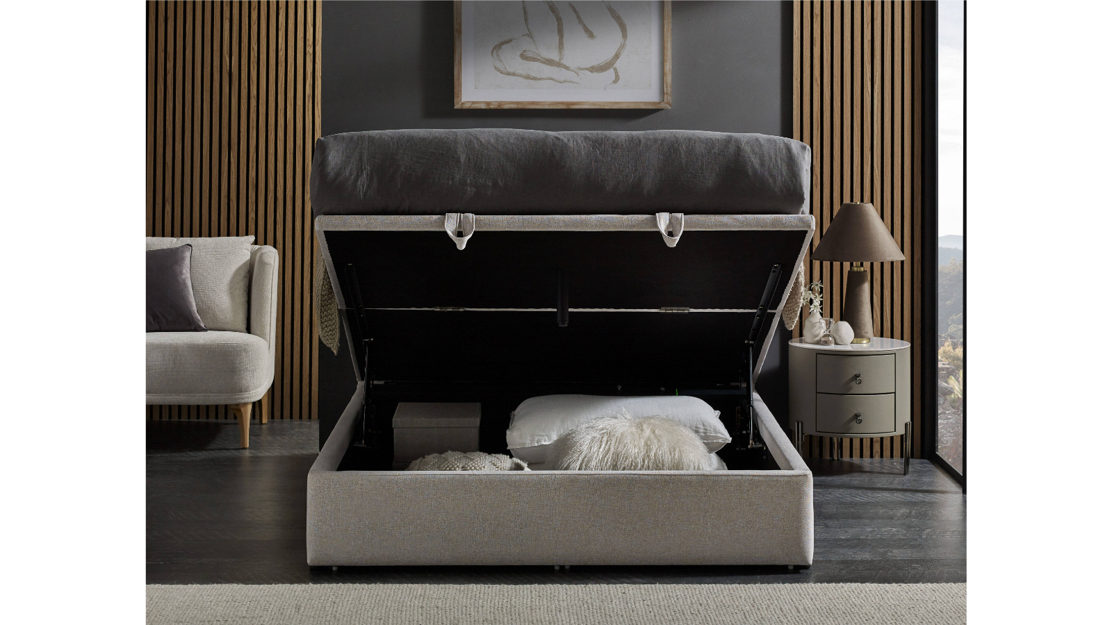 Sophie Gaslift Base with Button Bedhead