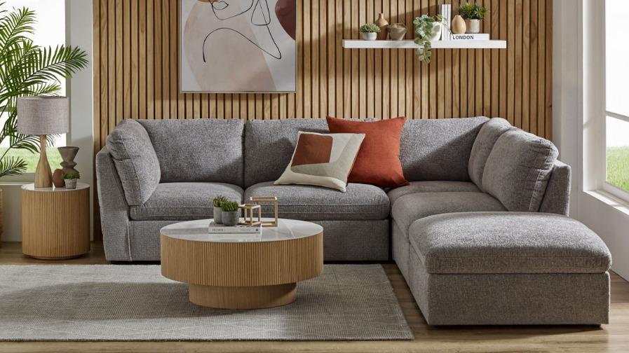 Keanu Fabric Modular Lounge Suite - Pewter