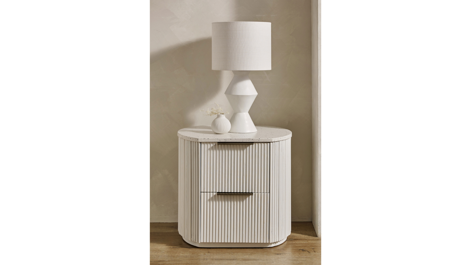 Aura 2-Drawer Bedside Table - White