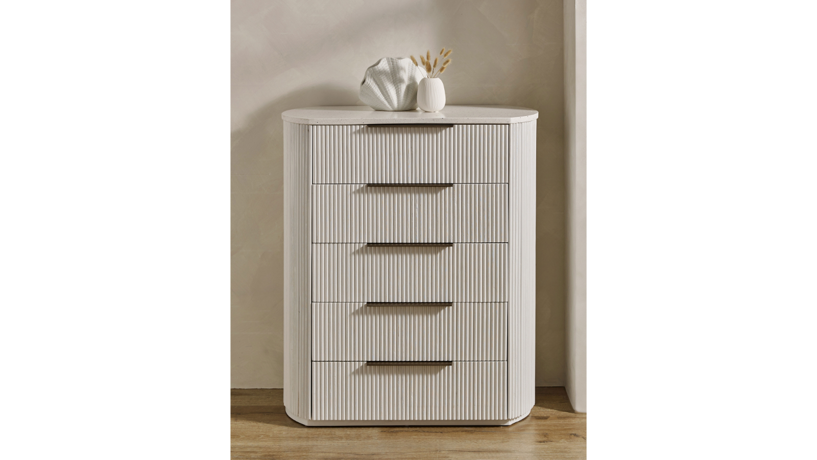 Aura 5-Drawer Tallboy - White