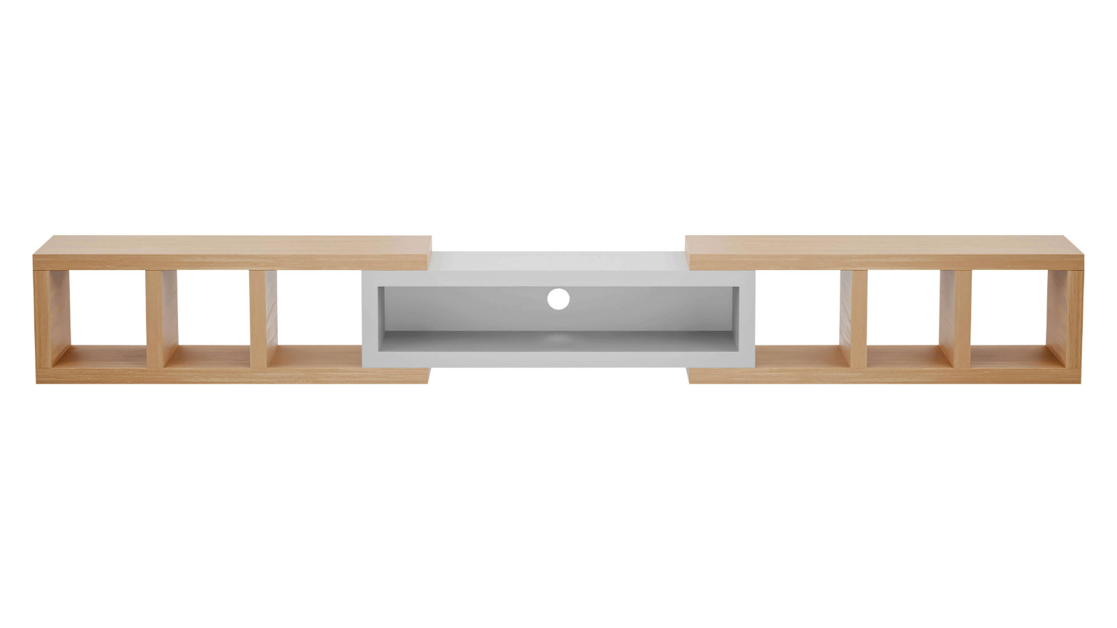 Astro Extendable Lowline TV Unit - Natural Oak/White