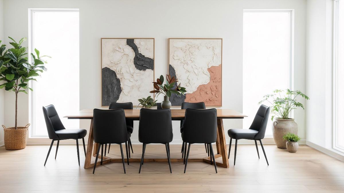 Karridale 9-Piece Dining Table Set with Sahara Black PU Dining Chairs