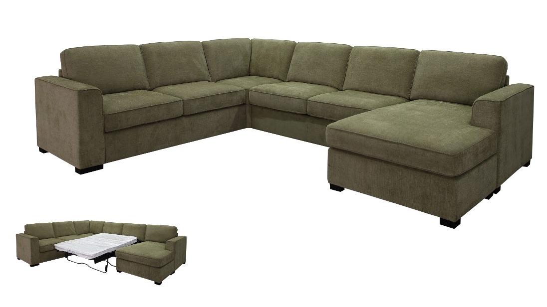 Palisade 6-Seater Right-Hand Facing Chaise with Sofa Bed - Forest