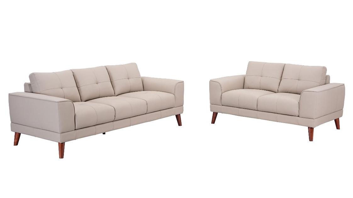 Calista 2-Piece Leather Lounge Suite - Wheat