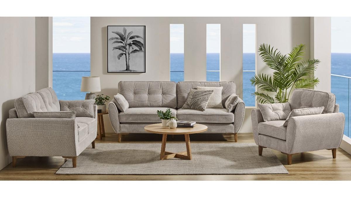 Monza 3-Piece Fabric Lounge Suite - Glacier