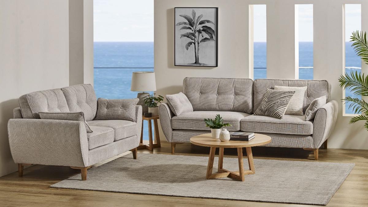 Monza 2-Piece Fabric Lounge Suite - Glacier
