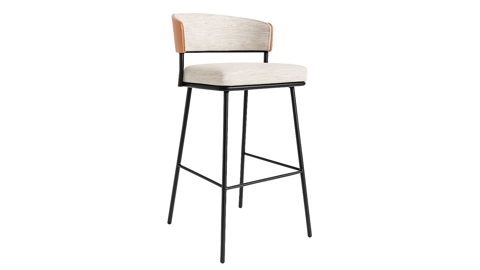 Cosima Fixed Bar Stool - Natural/Beige Fabric