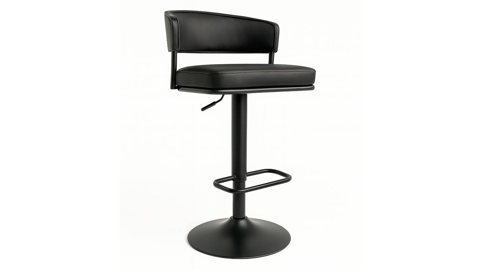 Cosima Gaslift Swivel Bar Stool – Black/Black PU
