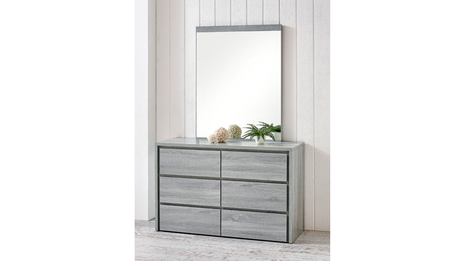 Wave 6-Drawer Dresser with Mirror