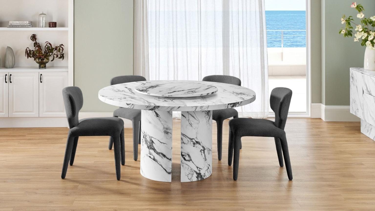 Ariel 150cm Round Dining Table with Lazy Susan - Storm