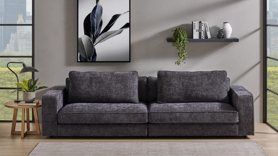 Talitha 4-Seater Split Fabric Sofa - Caviar