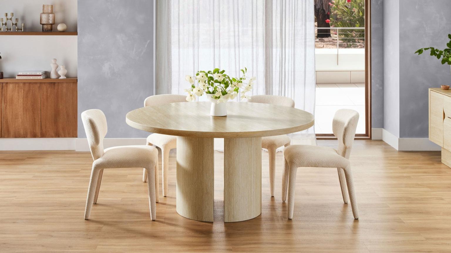 Ariel 150cm Round Dining Table - Sand