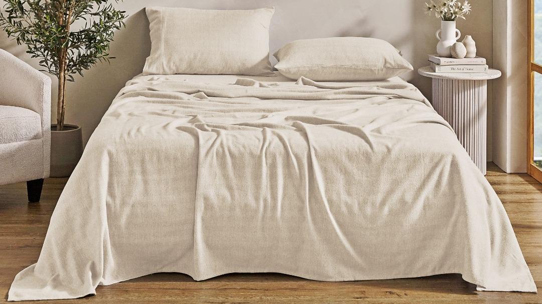 L'Avenue Lifestyle Fraser Flannelette Oatmeal Sheet Set - King