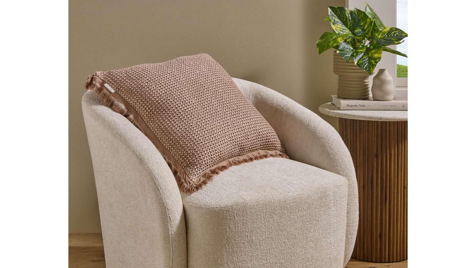 L'Avenue Lifestyle Kirra Waffle Square Cushion - Latte