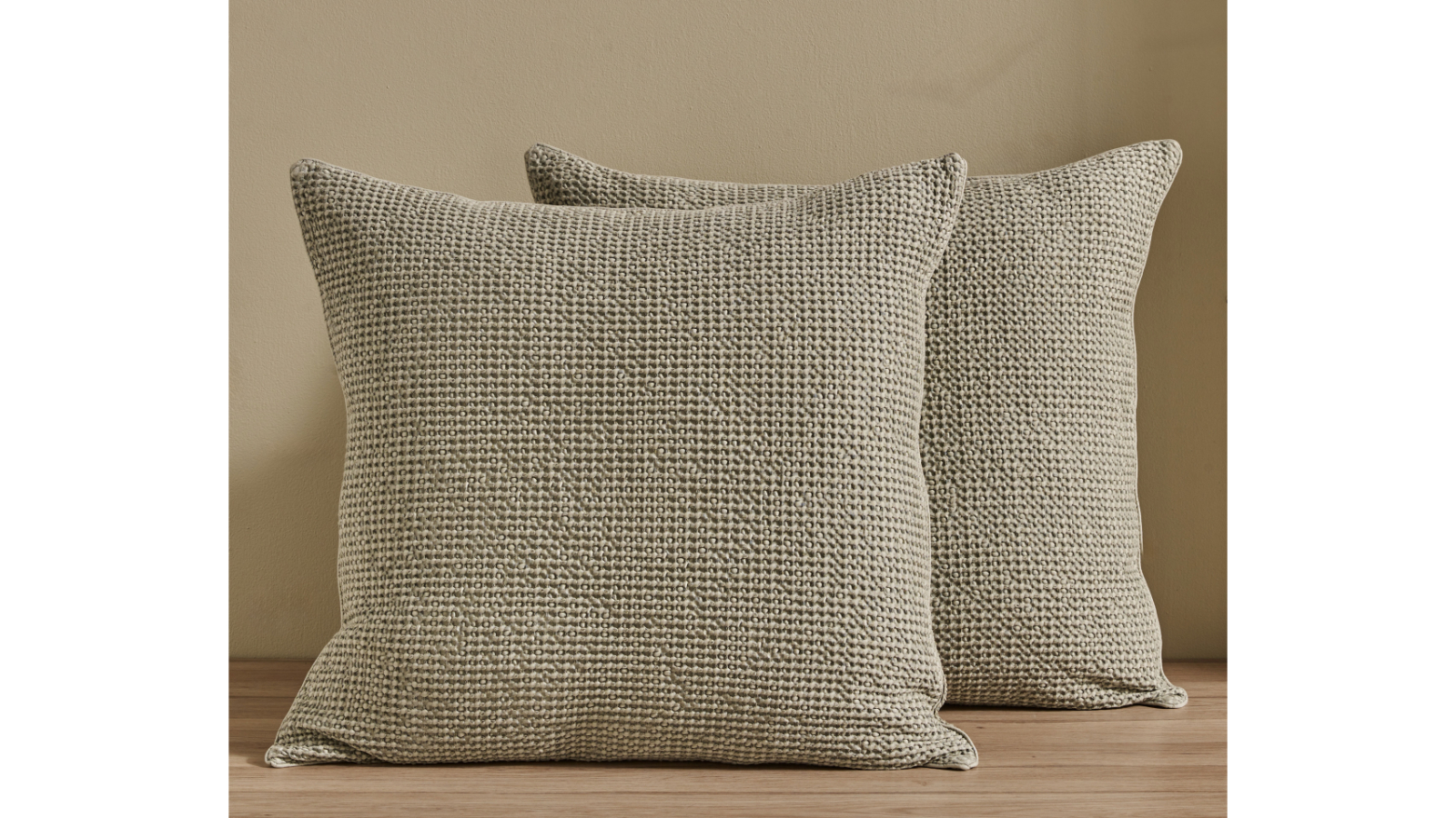 L'Avenue Kirra Waffle European Pillowcase Pair - Avocado