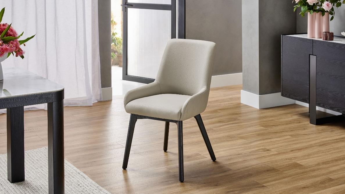 Bianca Black Dining Chair - Light Grey PU
