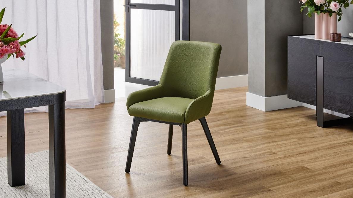 Bianca Black Dining Chair - Olive Green PU