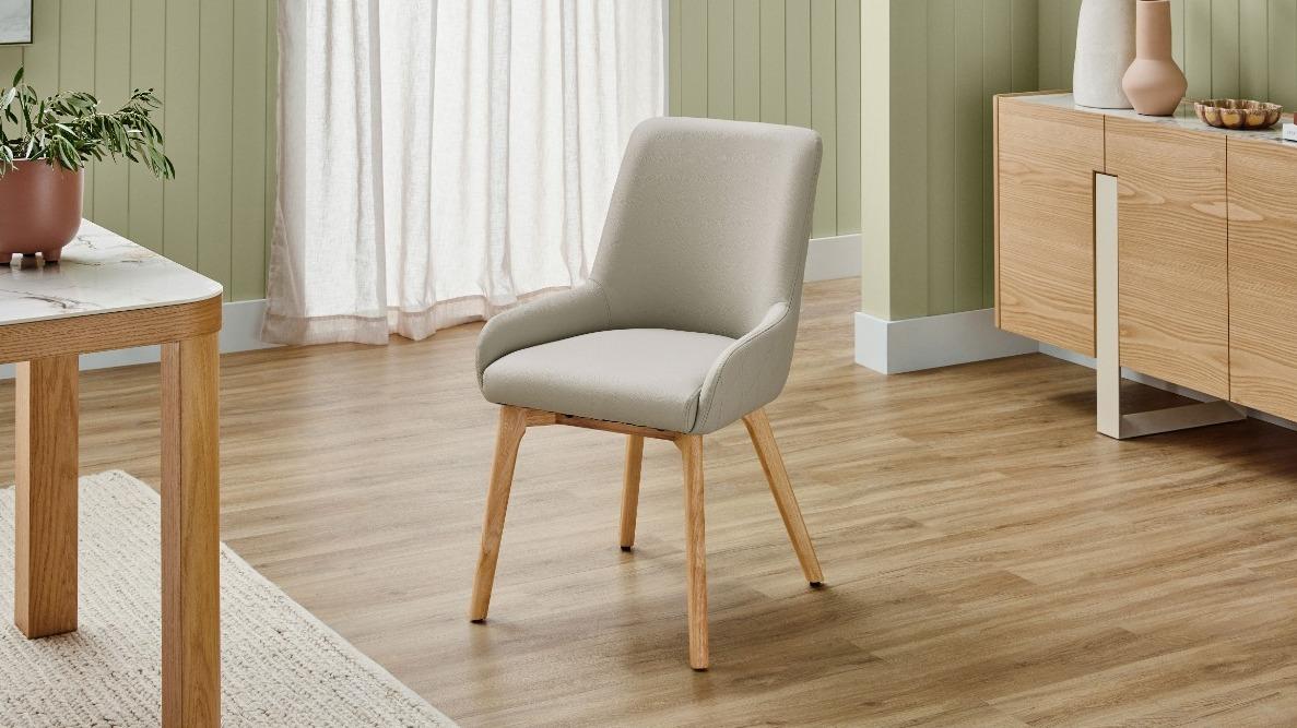Bianca Natural Dining Chair - Light Grey PU