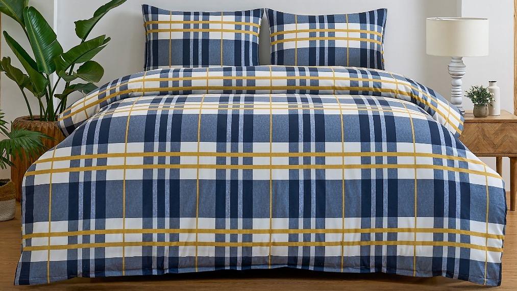 L'Avenue Essential Duke Navy Quilt Cover Set - Queen